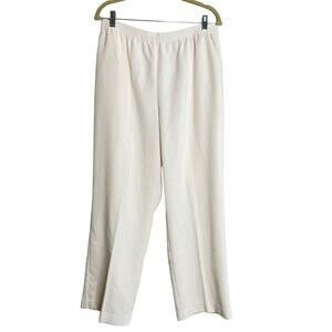 Alfred Dunner Womens Pull On Pants Size 16 Winter White Corduroy Pockets